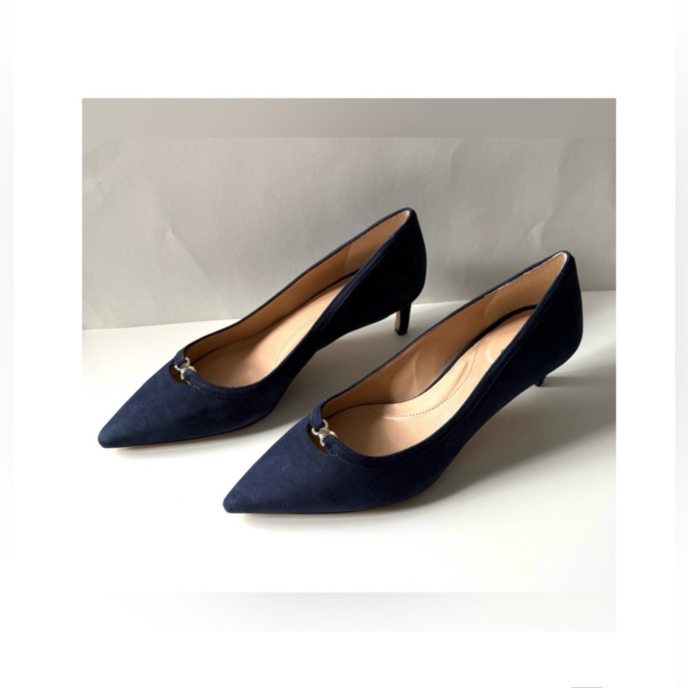 Talbots Elena Blue Suede Pointed Toe Kitten Heel Pumps Women's Size 9 NEW